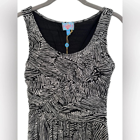 NWT Anthropologie Plenty by Tracy Reece Ruched knit dress fit and flare, black - Picture 2 of 14